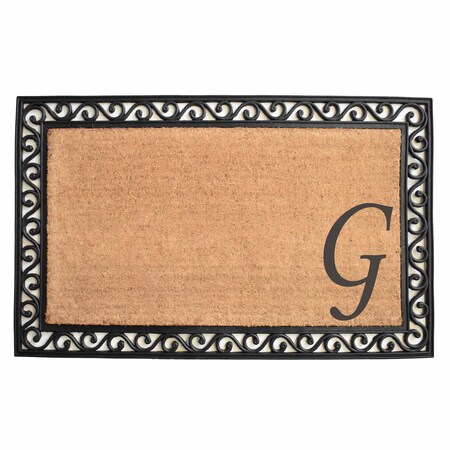 Monogram Door Mat, Black, Natural, 30 in W x 48 in L